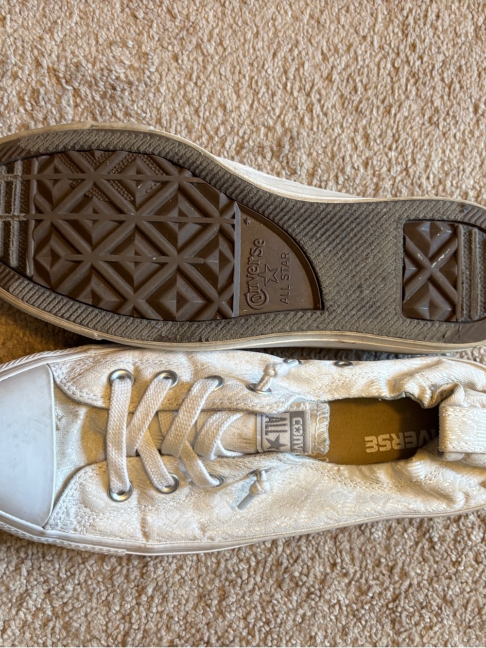 Converse White Low Top Sneakers - Metallic Sheen - Picture 5 of 5